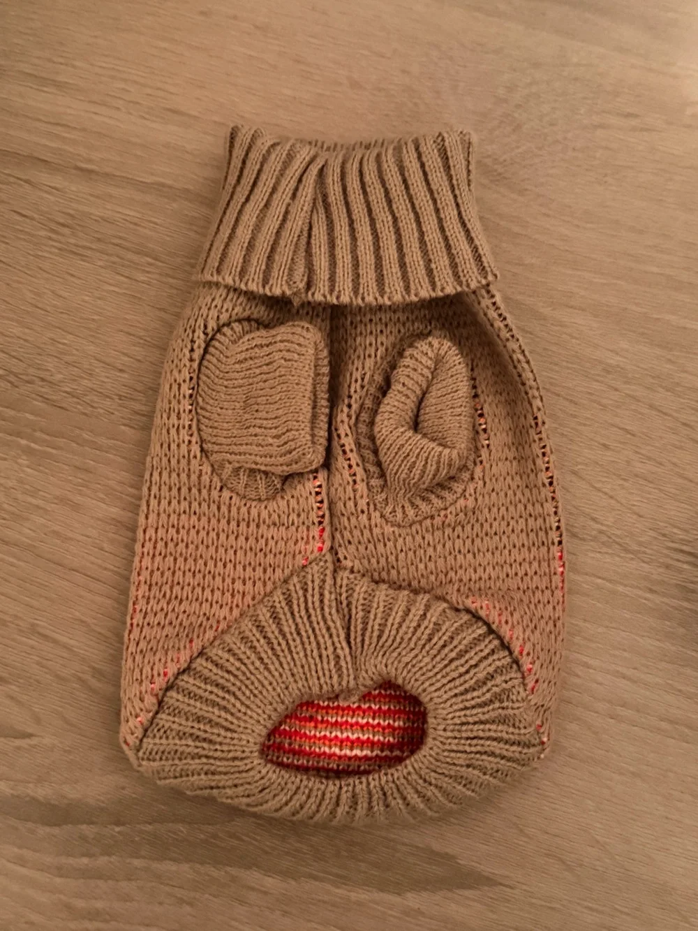 Pet Cozy Beige Knit Reindeer Sweater with Orange Accents